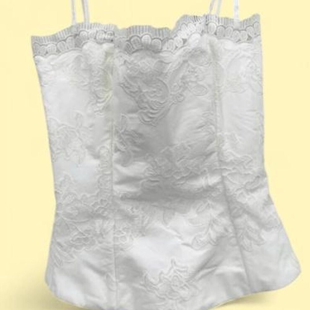 House of CB CHLOE White Cotton Broderie Anglais Lace Top Small NWOT